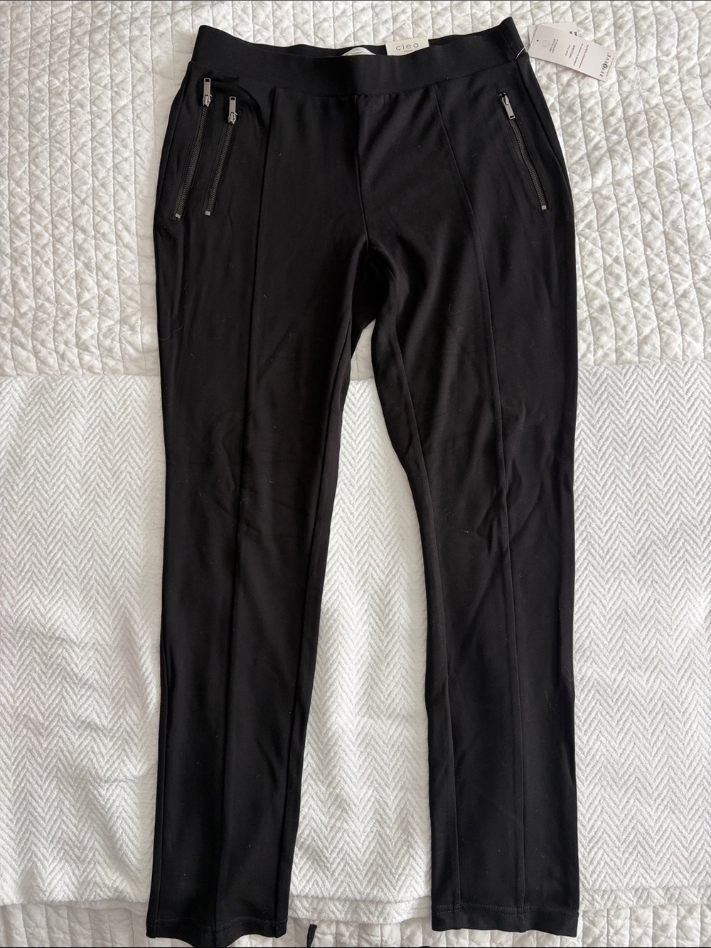 cleo Black Women's Slim Zip-Pocket Pants